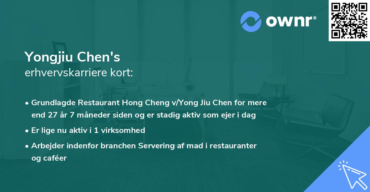 Yongjiu Chen's erhvervskarriere kort