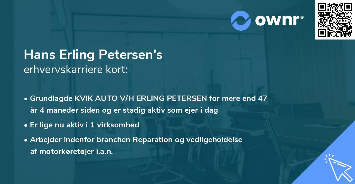 Hans Erling Petersen's erhvervskarriere kort