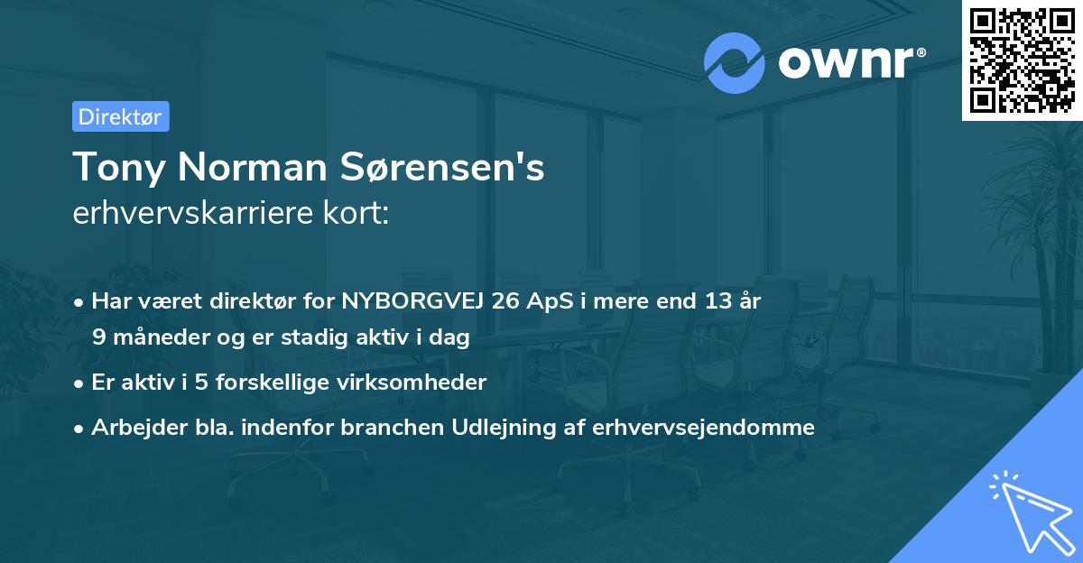 Tony Norman Sørensen's erhvervskarriere kort