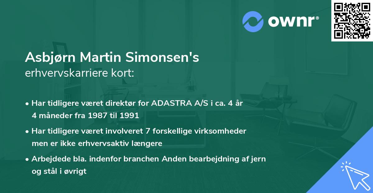 Asbjørn Martin Simonsen's erhvervskarriere kort