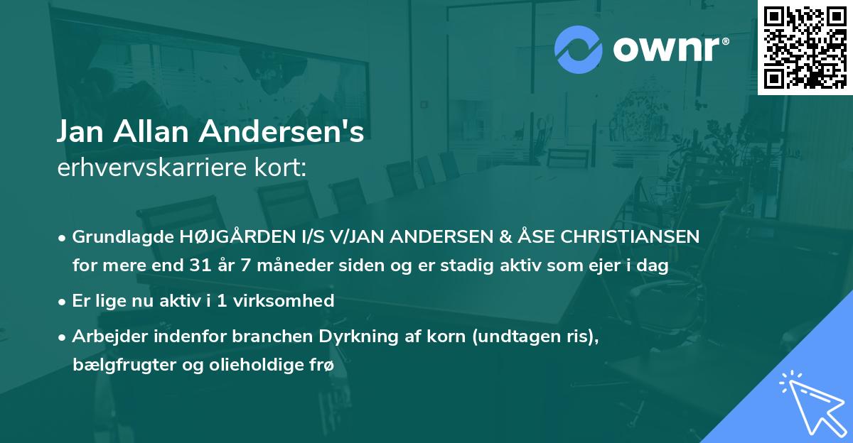 Jan Allan Andersen's erhvervskarriere kort