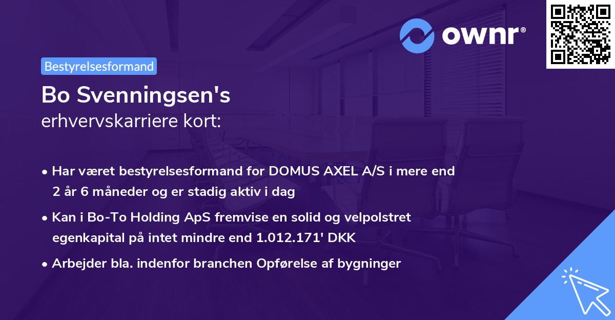 Bo Svenningsen's erhvervskarriere kort