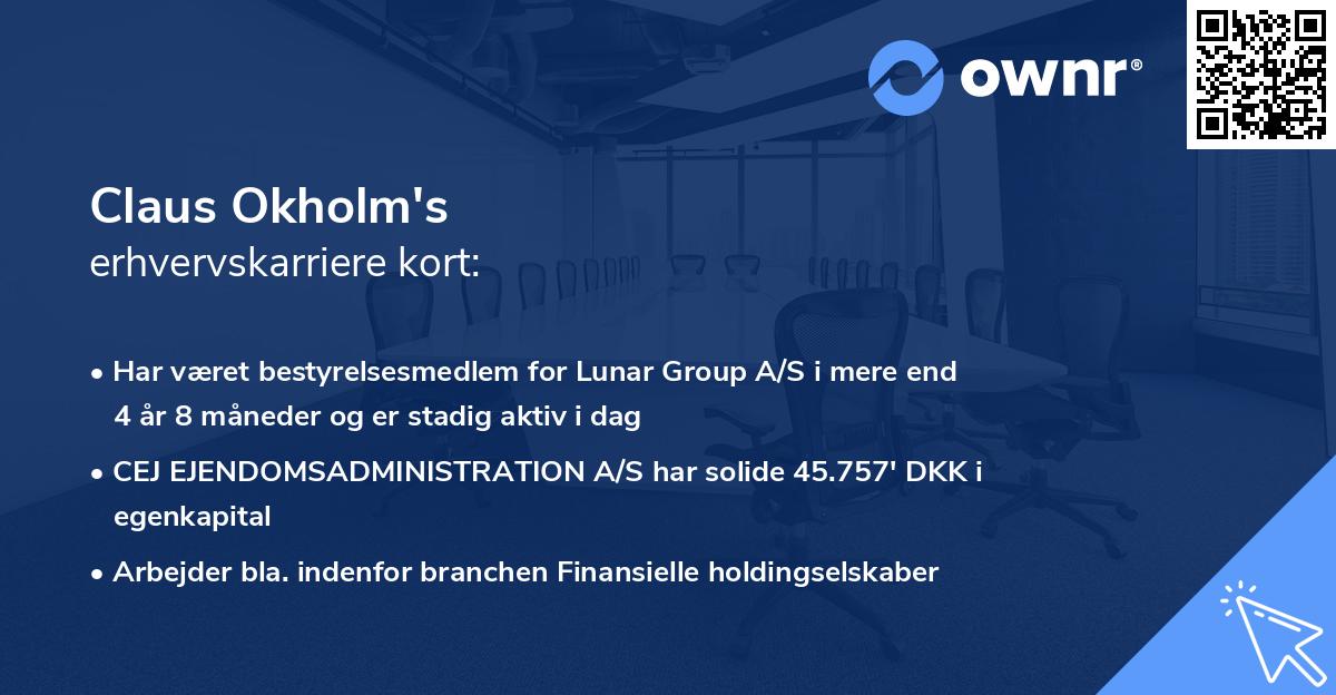 Claus Okholm's erhvervskarriere kort