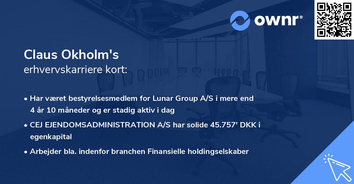 Claus Okholm's erhvervskarriere kort