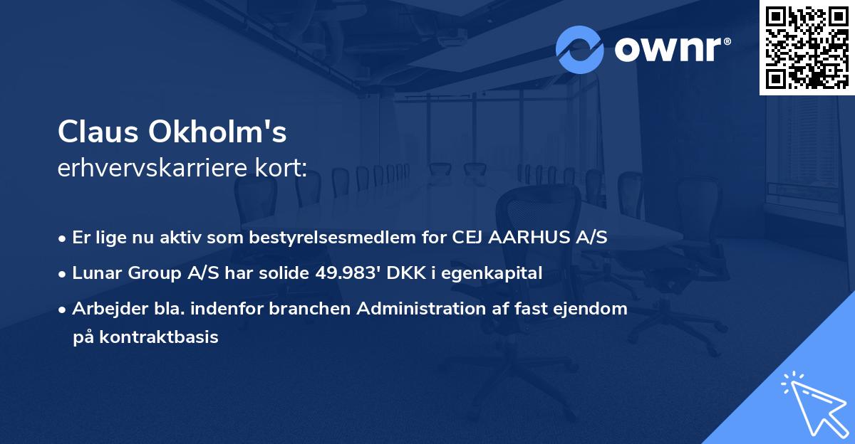 Claus Okholm's erhvervskarriere kort