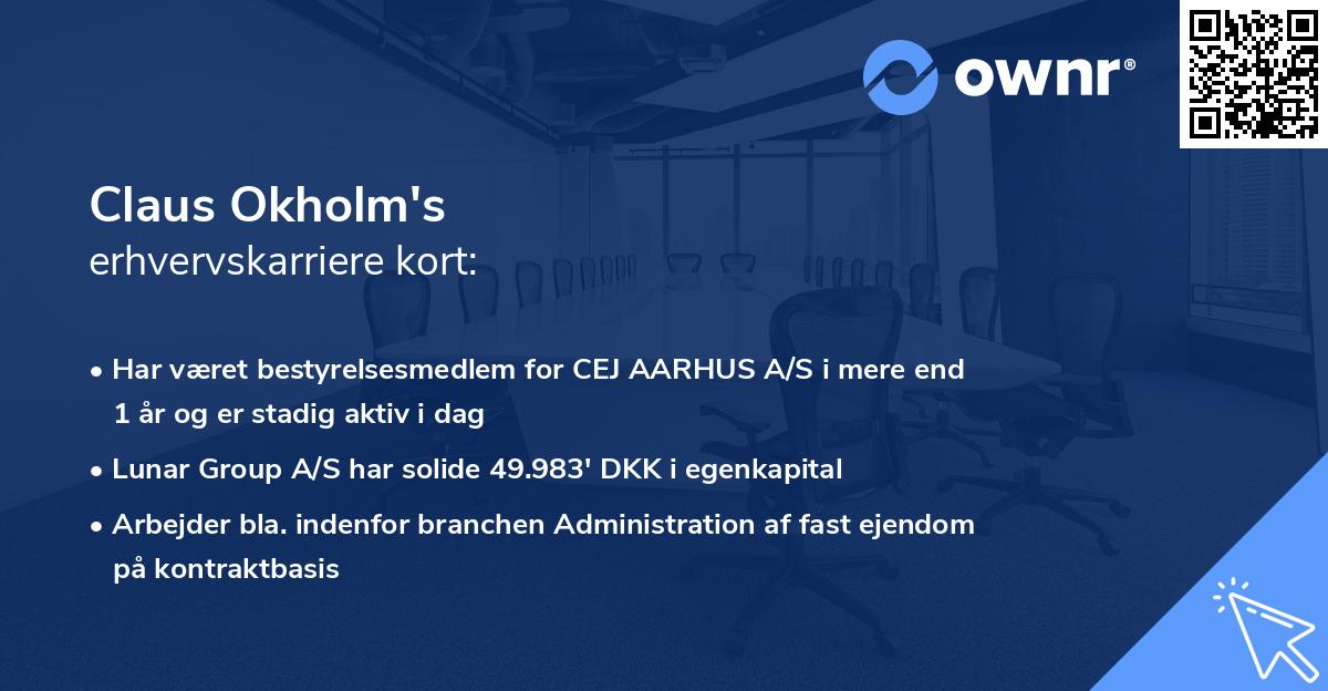 Claus Okholm's erhvervskarriere kort