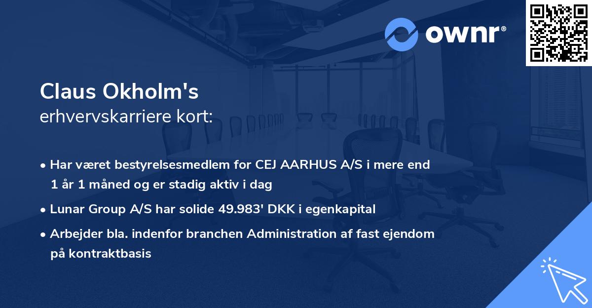 Claus Okholm's erhvervskarriere kort