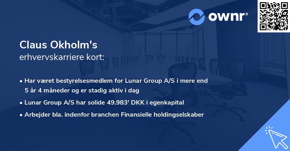 Claus Okholm's erhvervskarriere kort