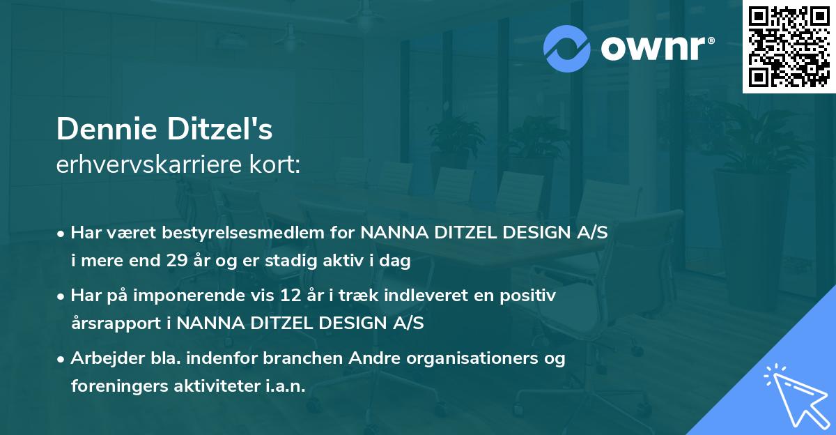 Dennie Ditzel's erhvervskarriere kort