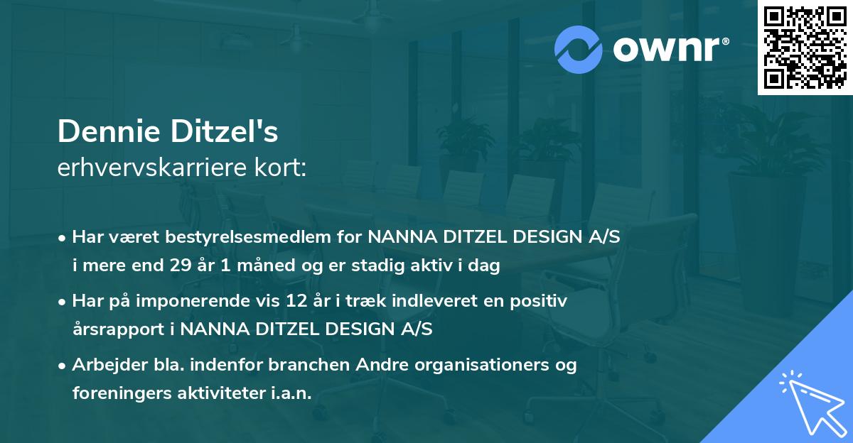Dennie Ditzel's erhvervskarriere kort