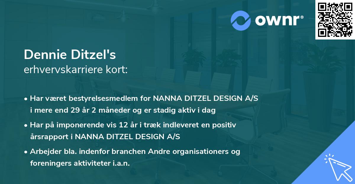 Dennie Ditzel's erhvervskarriere kort