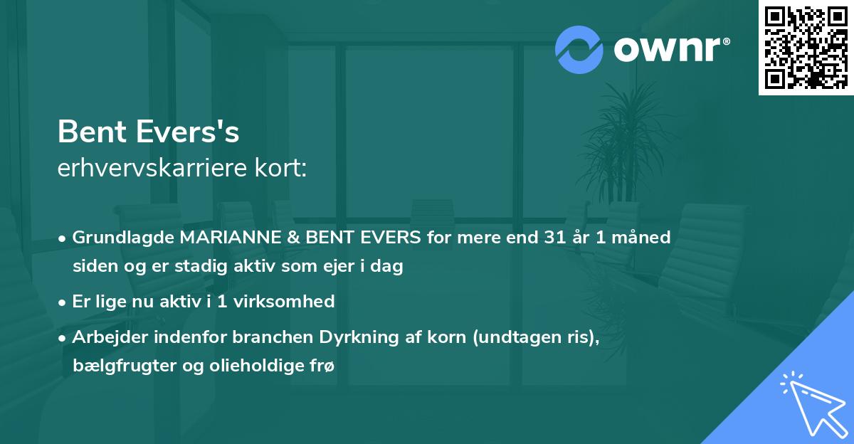 Bent Evers's erhvervskarriere kort