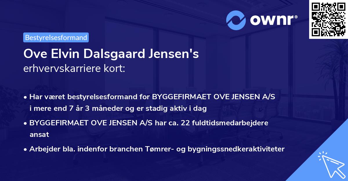 Ove Elvin Dalsgaard Jensen's erhvervskarriere kort