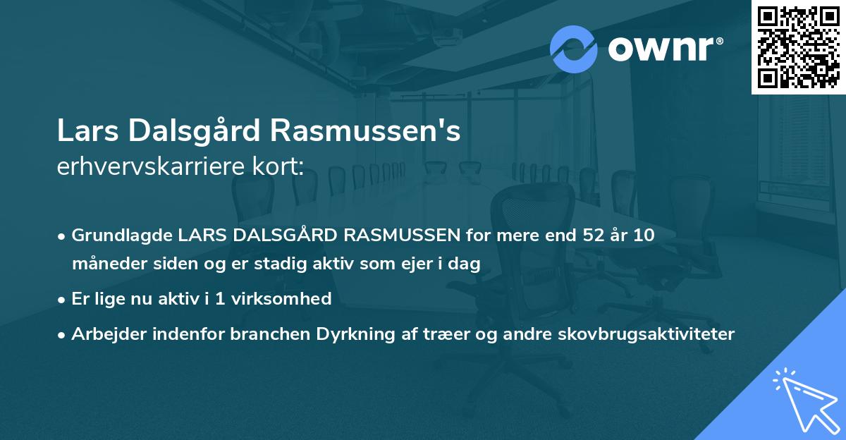 Lars Dalsgård Rasmussen's erhvervskarriere kort