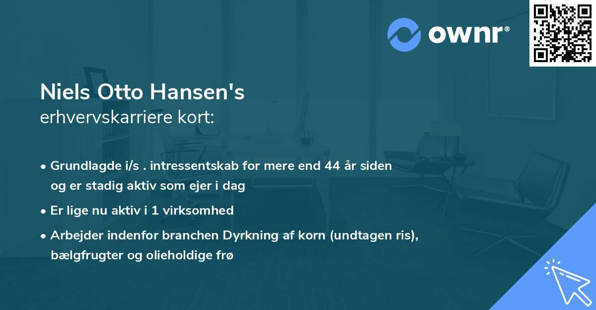 Niels Otto Hansen's erhvervskarriere kort