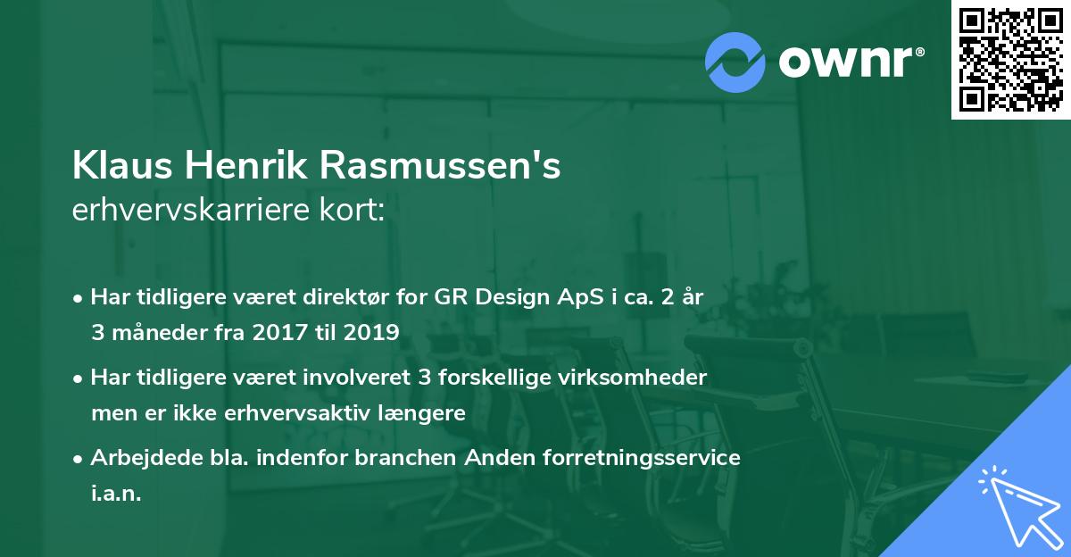 Klaus Henrik Rasmussen's erhvervskarriere kort