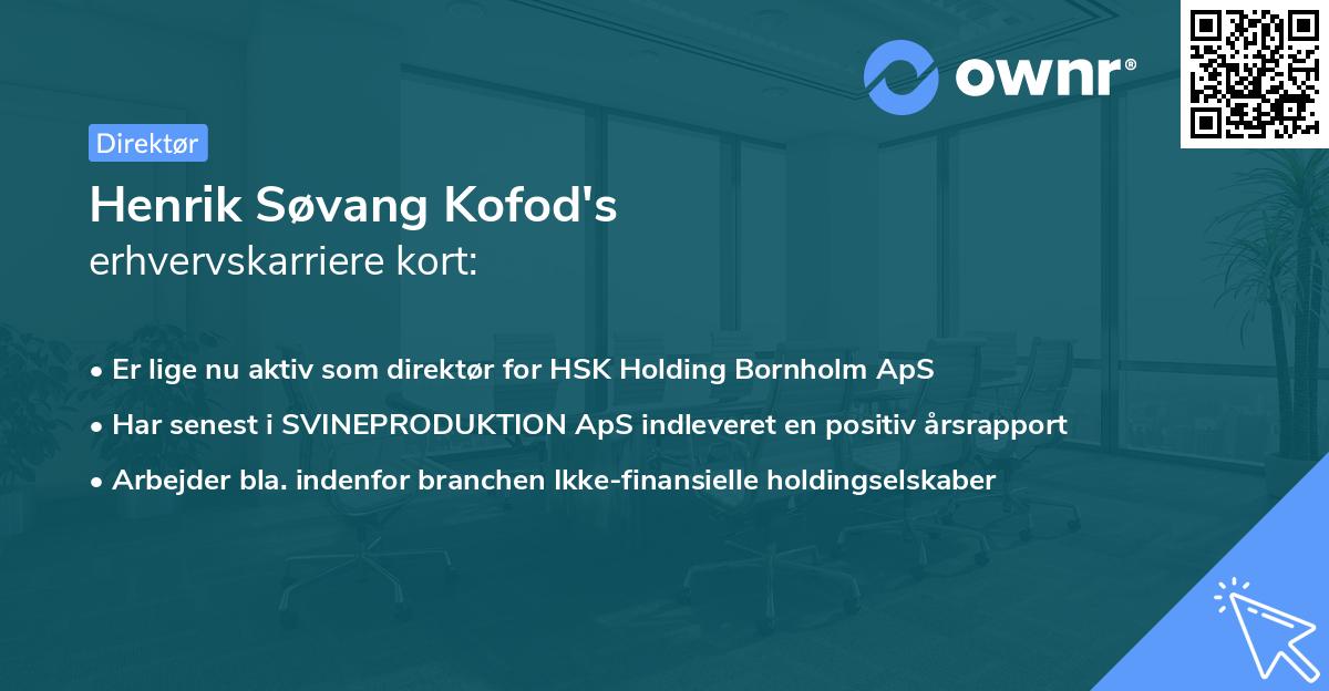 Henrik Søvang Kofod's erhvervskarriere kort