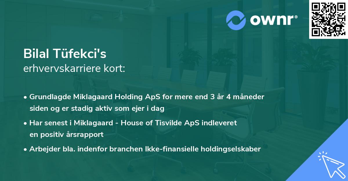 Bilal Tüfekci's erhvervskarriere kort