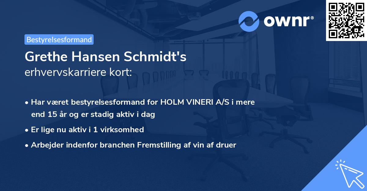 Grethe Hansen Schmidt's erhvervskarriere kort