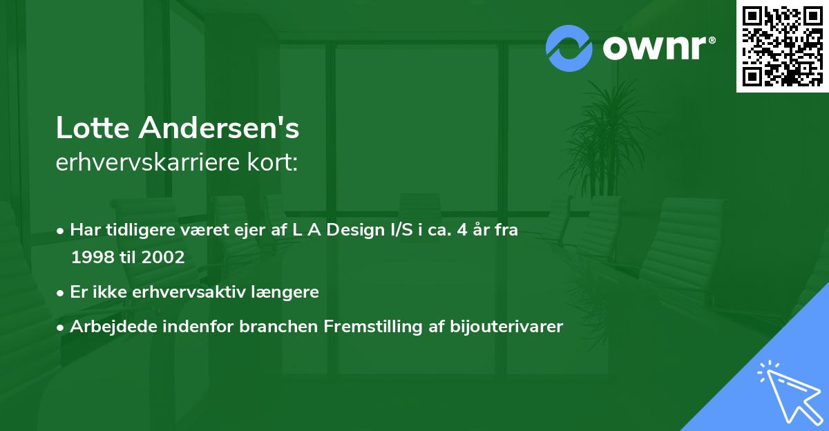 Lotte Andersen's erhvervskarriere kort