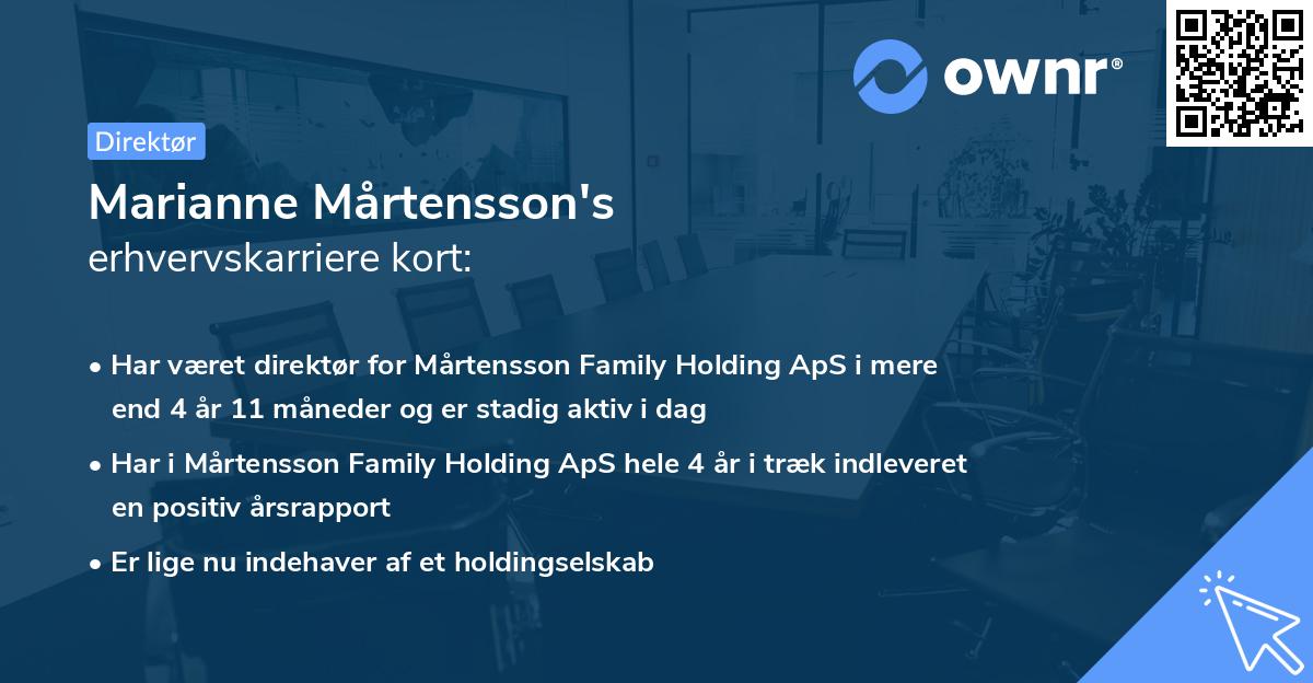 Marianne Mårtensson's erhvervskarriere kort