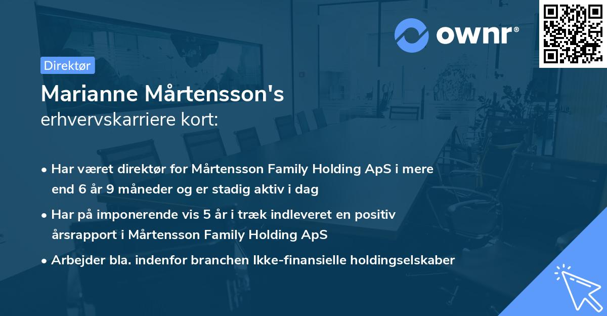 Marianne Mårtensson's erhvervskarriere kort
