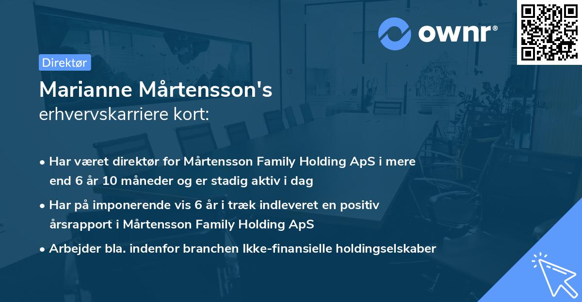Marianne Mårtensson's erhvervskarriere kort