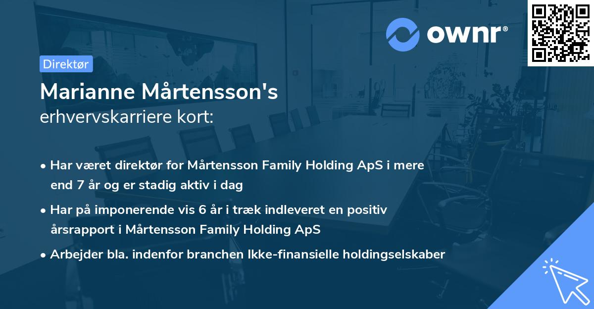 Marianne Mårtensson's erhvervskarriere kort
