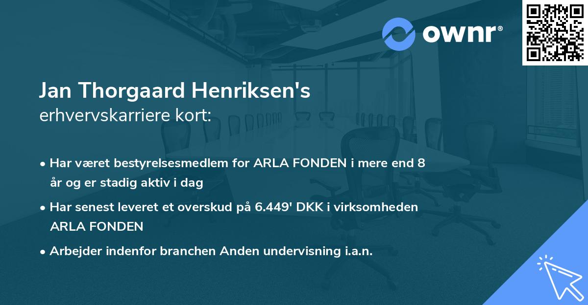 Jan Thorgaard Henriksen's erhvervskarriere kort
