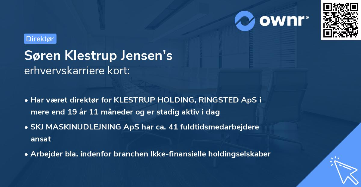 Søren Klestrup Jensen's erhvervskarriere kort