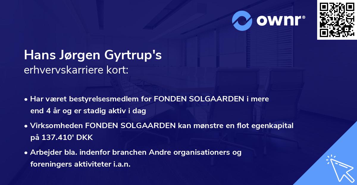 Hans Jørgen Gyrtrup's erhvervskarriere kort
