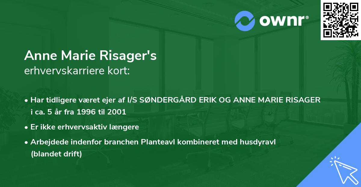 Anne Marie Risager's erhvervskarriere kort
