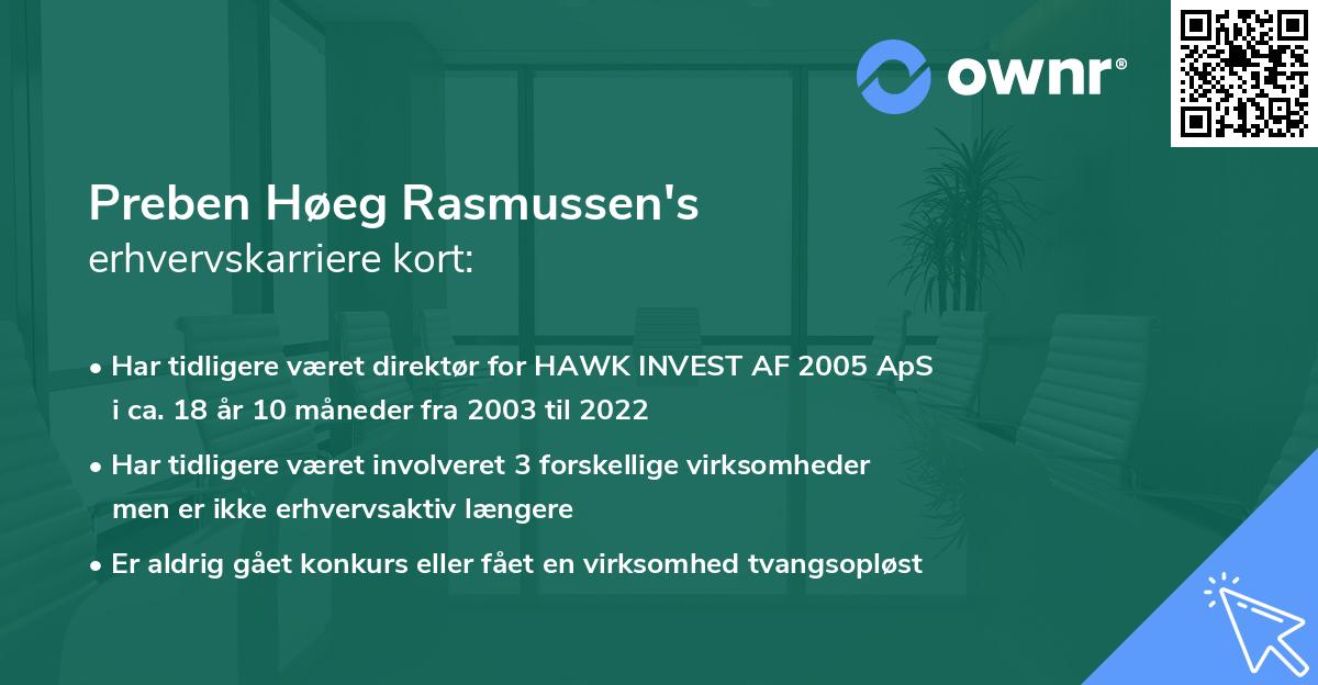 Preben Høeg Rasmussen's erhvervskarriere kort