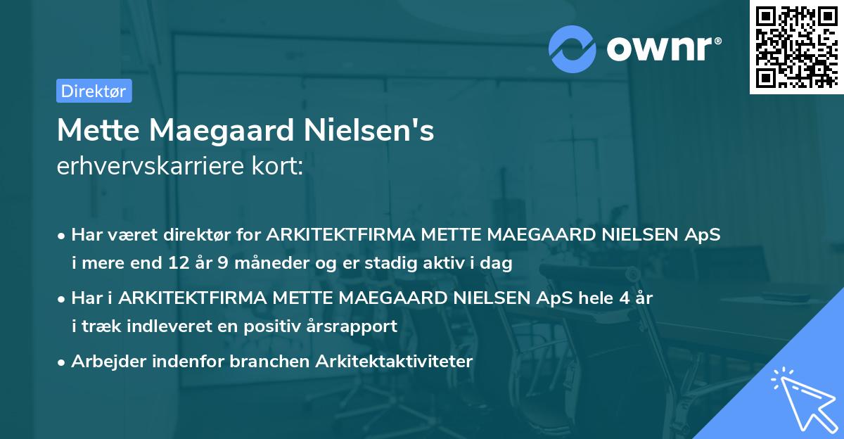 Mette Maegaard Nielsen's erhvervskarriere kort