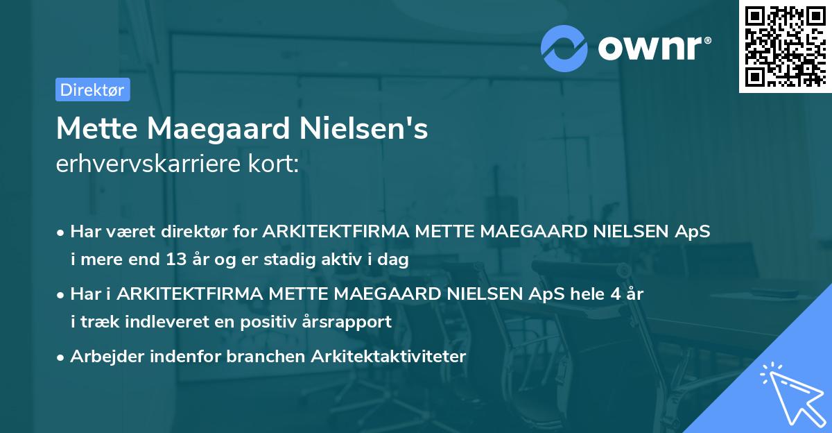 Mette Maegaard Nielsen's erhvervskarriere kort
