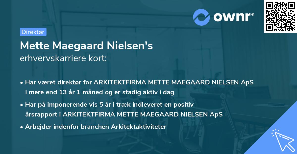 Mette Maegaard Nielsen's erhvervskarriere kort