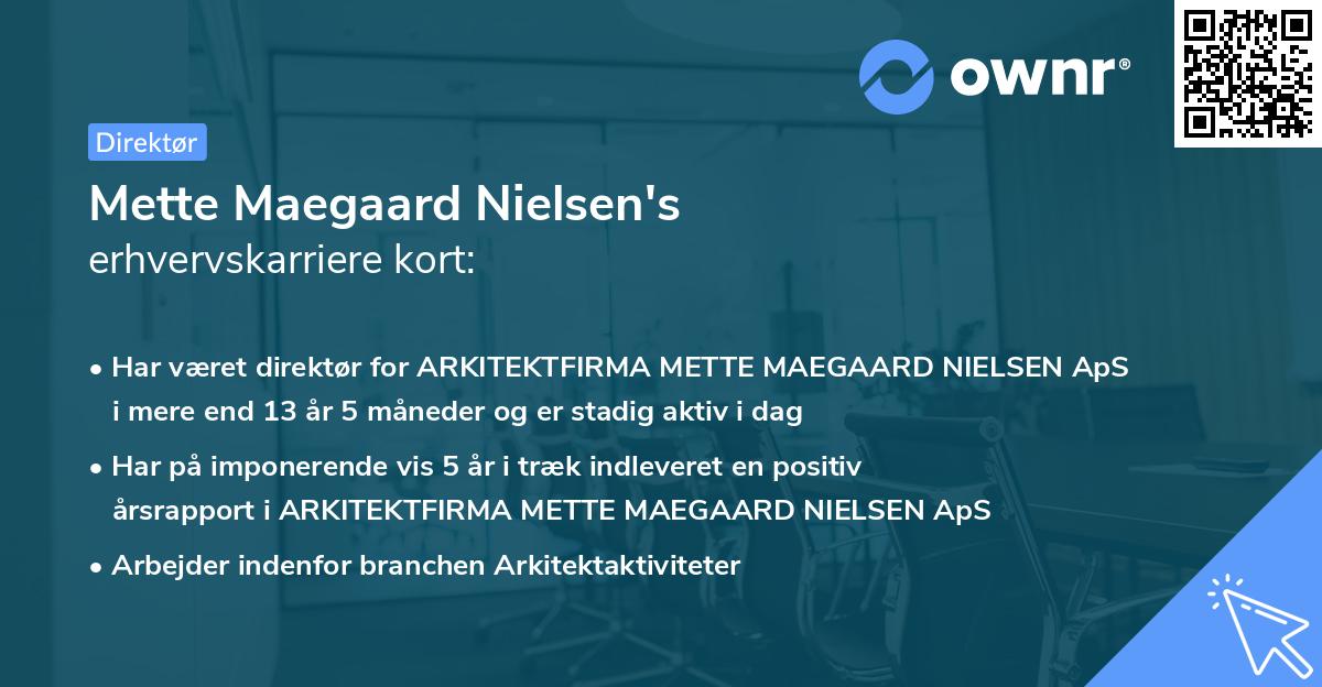 Mette Maegaard Nielsen's erhvervskarriere kort