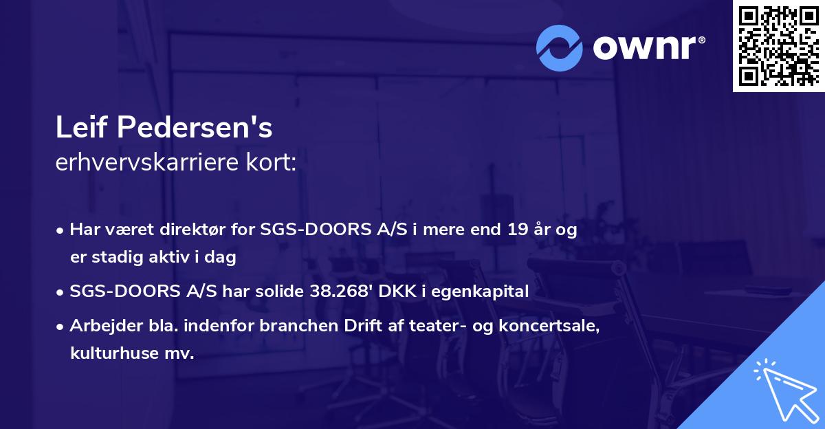 Leif Pedersen's erhvervskarriere kort