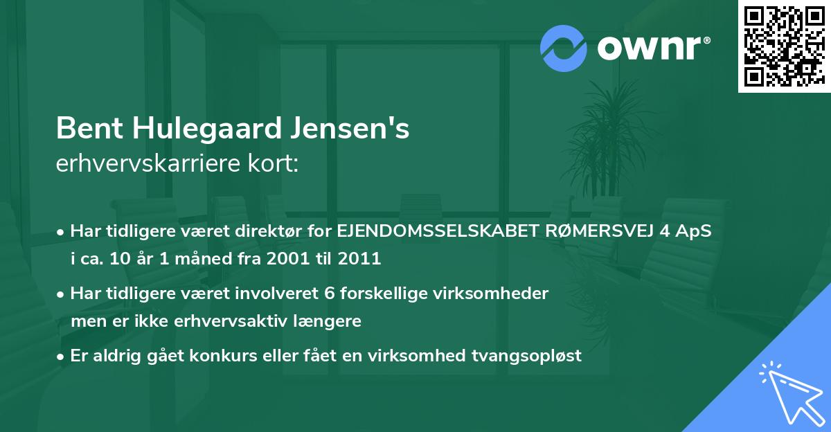 Bent Hulegaard Jensen's erhvervskarriere kort