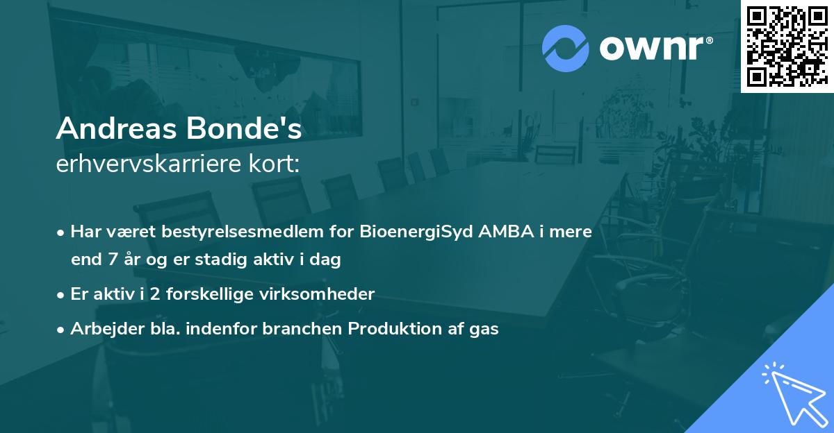 Andreas Bonde's erhvervskarriere kort