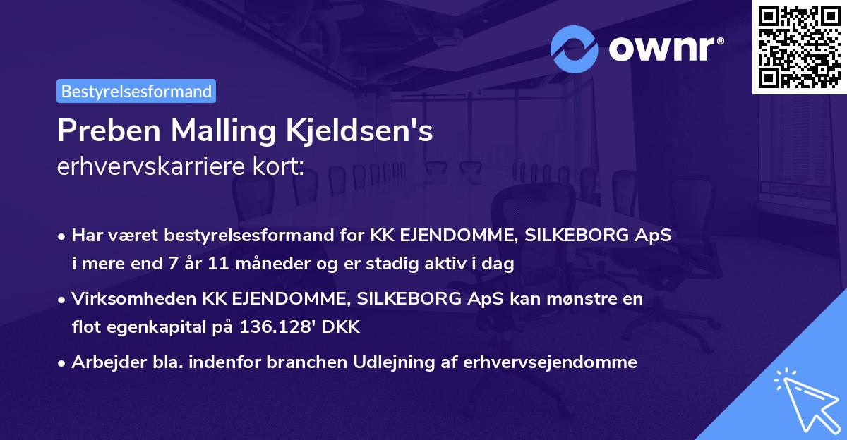 Preben Malling Kjeldsen's erhvervskarriere kort