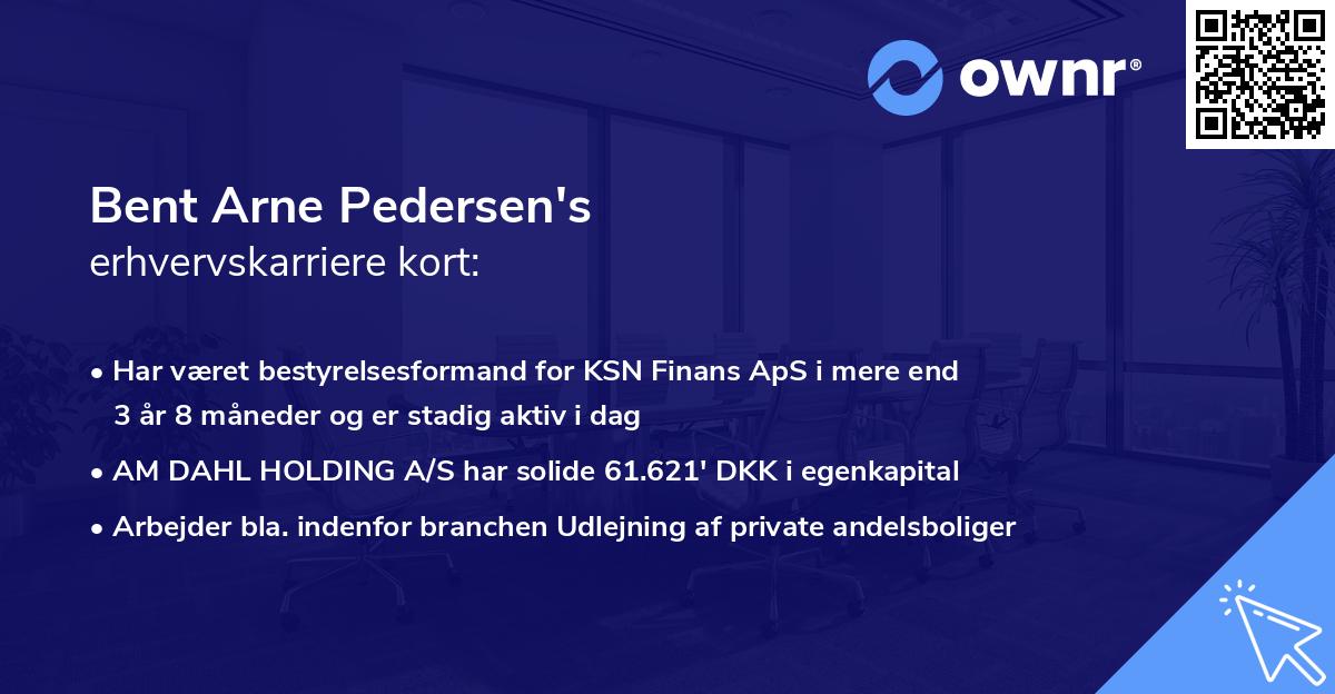 Bent Arne Pedersen's erhvervskarriere kort