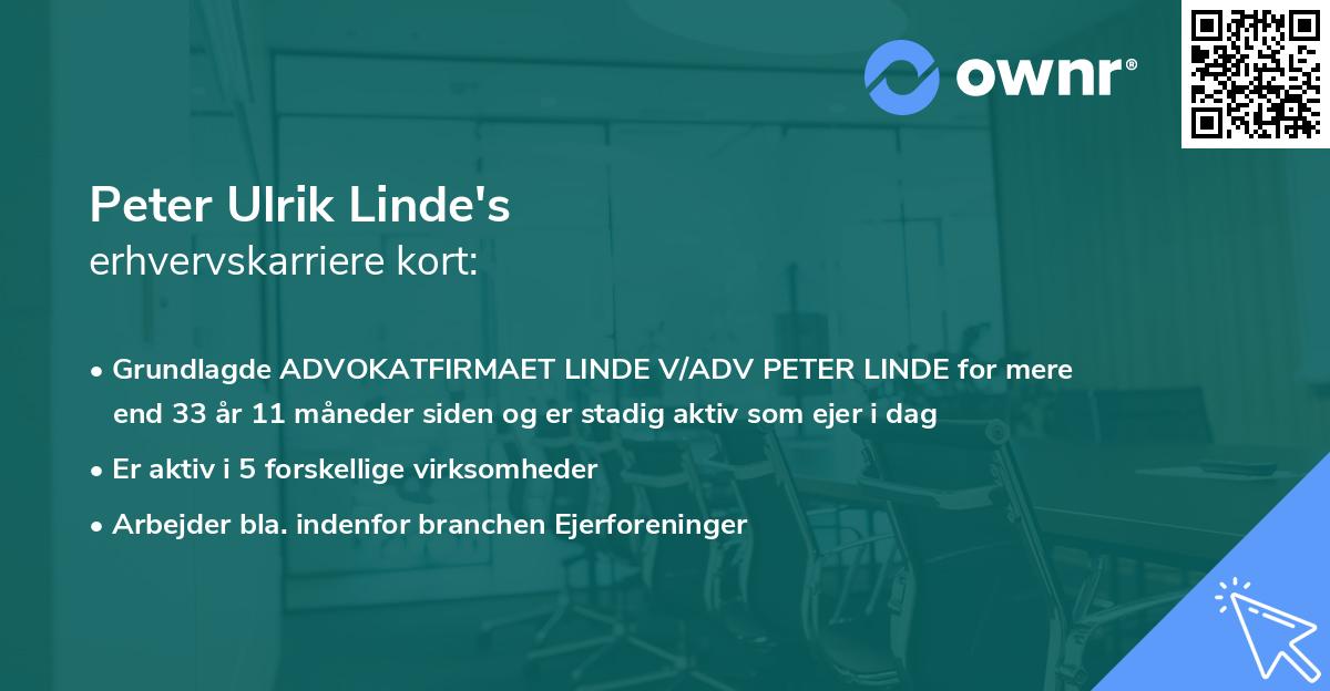 Peter Ulrik Linde's erhvervskarriere kort