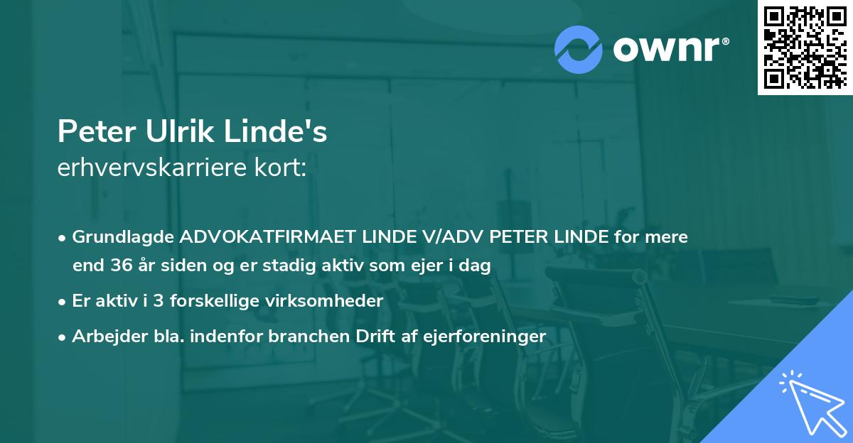 Peter Ulrik Linde's erhvervskarriere kort