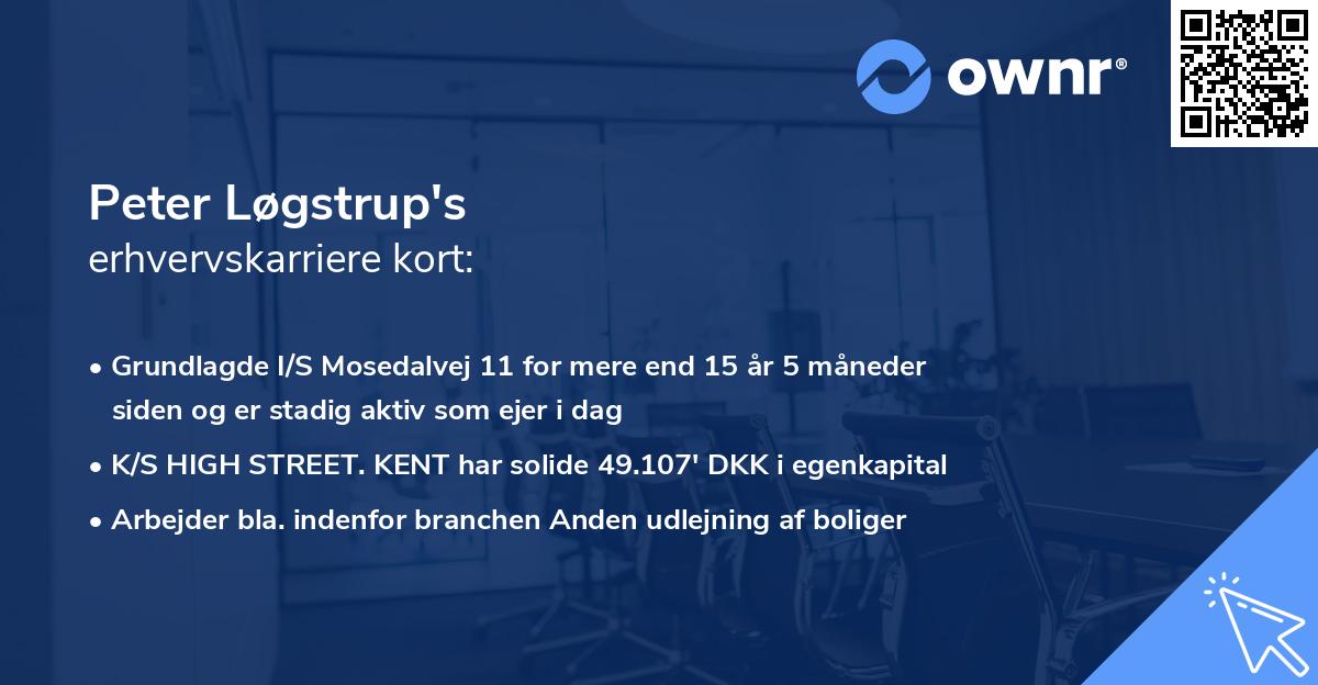 Peter Løgstrup's erhvervskarriere kort
