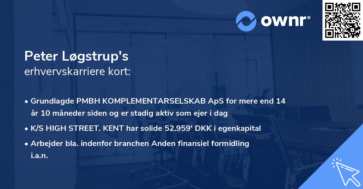 Peter Løgstrup's erhvervskarriere kort