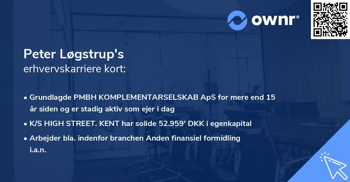 Peter Løgstrup's erhvervskarriere kort