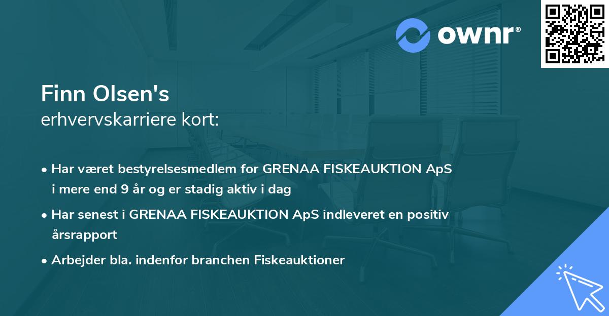 Finn Olsen's erhvervskarriere kort