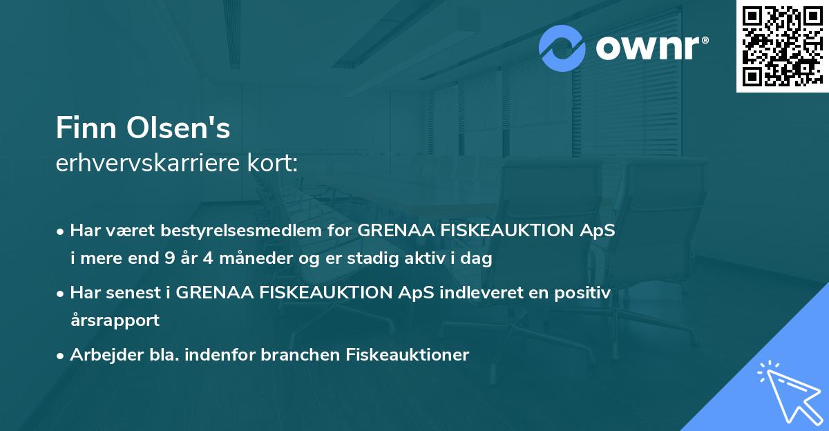 Finn Olsen's erhvervskarriere kort