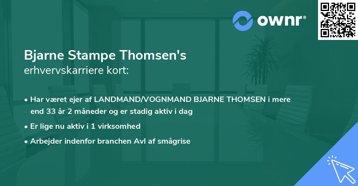 Bjarne Stampe Thomsen's erhvervskarriere kort